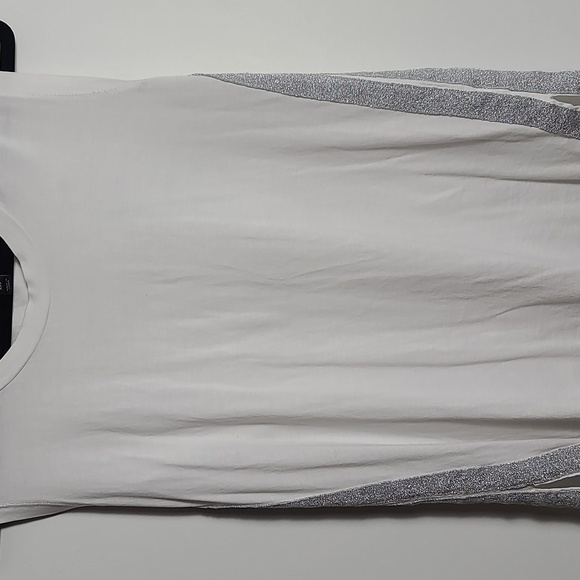 J.CREW White Sleeveless Muscle Tee w/ Silver Glitter Stripes Down Sides Size XXS - Picture 6 of 16